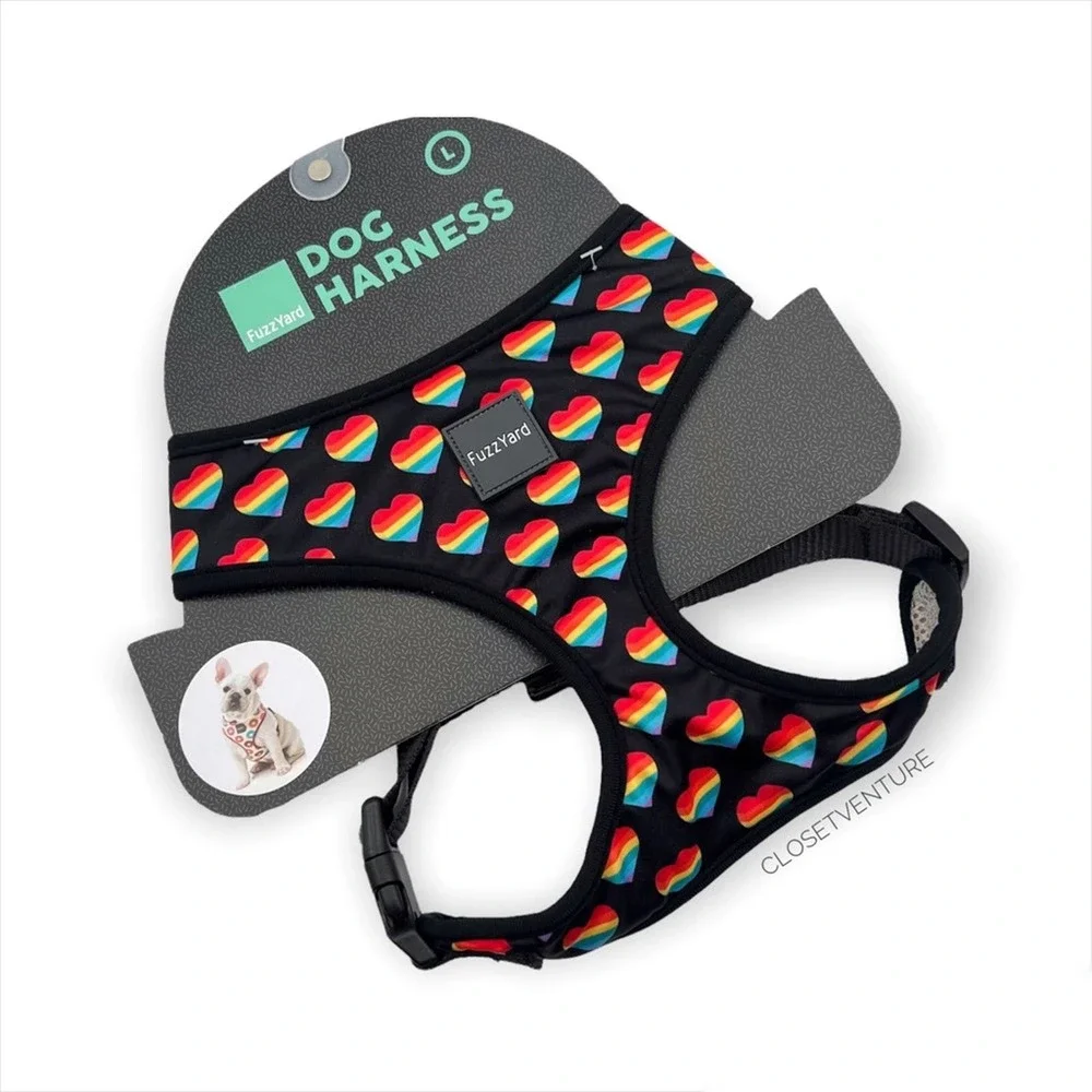 Fuzz Yard Rainbow Hearts Dog Harness Dog’s Size Large